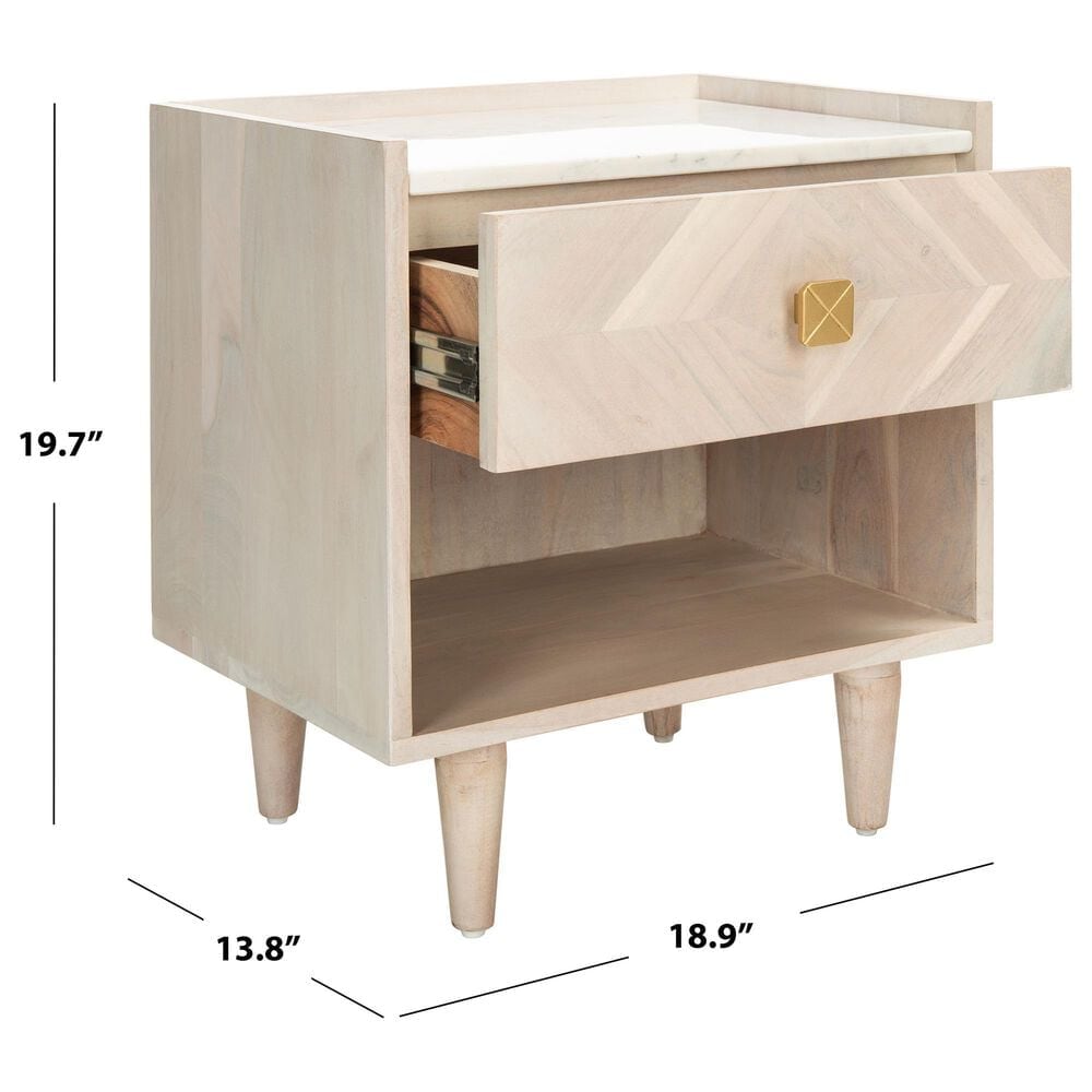 Safavieh Bora Nightstand in White Wash, , large
