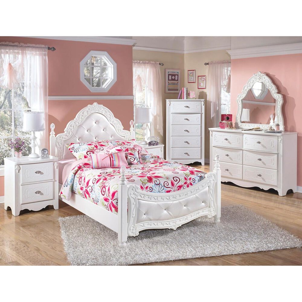 Signature Design by Ashley Exquisite 5 Piece Full Poster Bedroom Set in White, , large