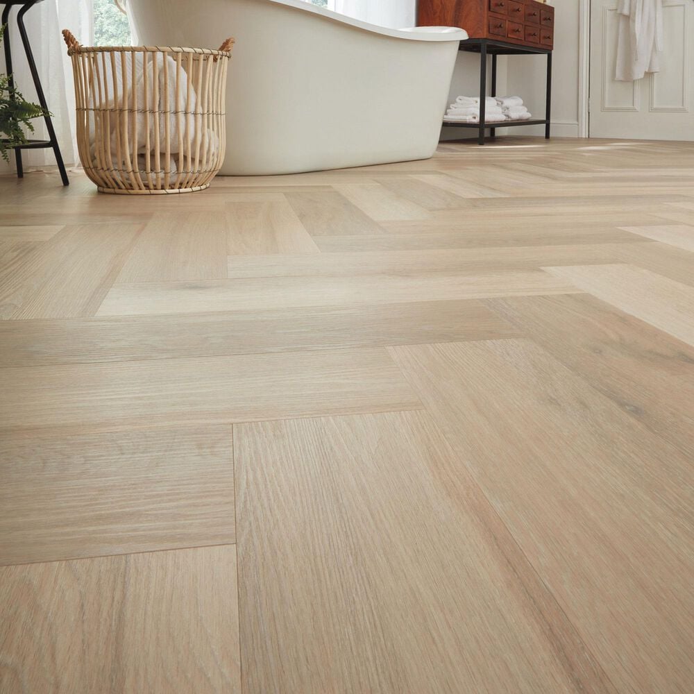 Karndean Korlok Select Texas White Ash 6&quot; x 24&quot; Herringbone Vinyl Plank, , large