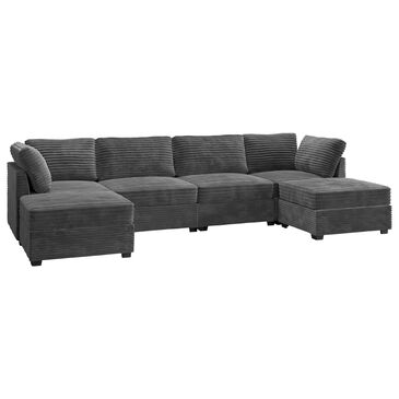 Noviland HOMLUX 6-Piece Mod Sectional with Ottomans in Gray, , large
