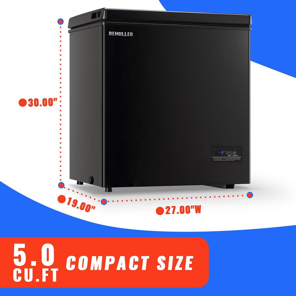 HOMLUX 5 Cu. Ft. Deep Chest Freezer with Removable Basket in Black, , large