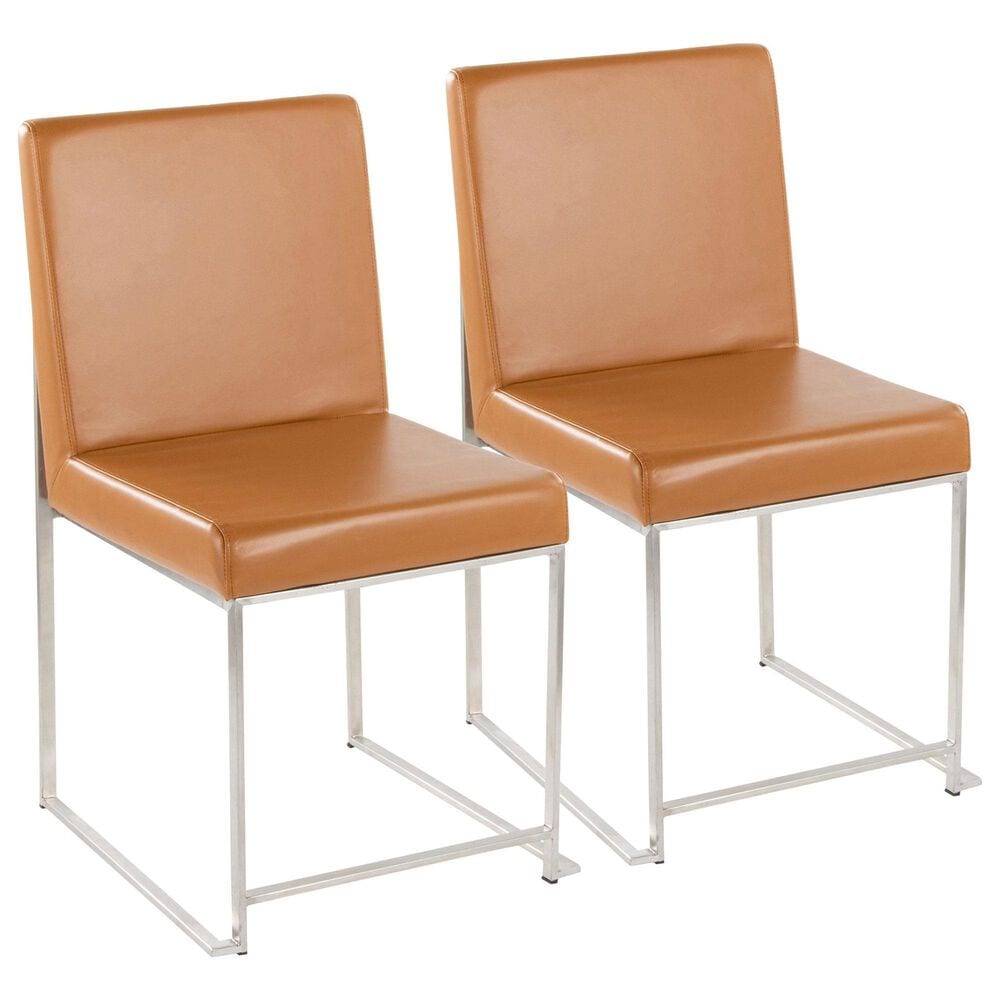 LumiSource Fuji Side Chair with Camel Cushion in Brushed Stainless Steel (Set of 2), , large