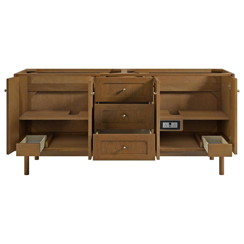 James Martin Laurent 72" Double Bathroom Vanity in Honey Oak with 3 cm Victorian Silver Silestone Top and Rectangular Sinks, , large