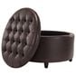 Regency Global Sourcing Knight 28" Round Storage Ottoman in Brown Faux Leather, , large