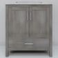 Lexora Home Jacques 30" Single Bathroom Vanity in Distressed Grey with 2 cm White Carrara Marble Top and Rectangular Sink, , large