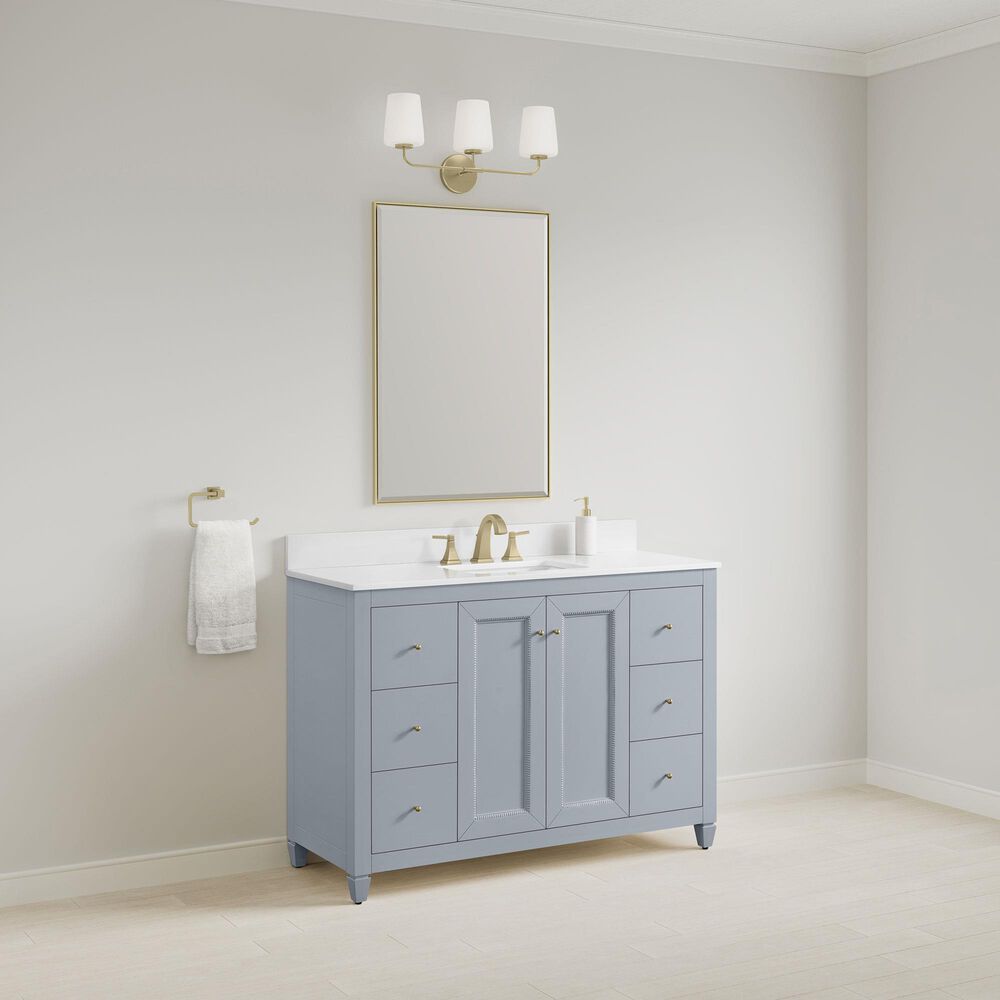 37B Claudine 48" Single Bathroom Vanity in Soft Blue with Glossy White Composite Stone Top and Backsplash, , large