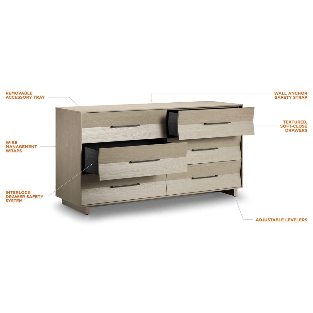 BDI Kava 6-Drawer Dresser Only in Washed Oak, , large