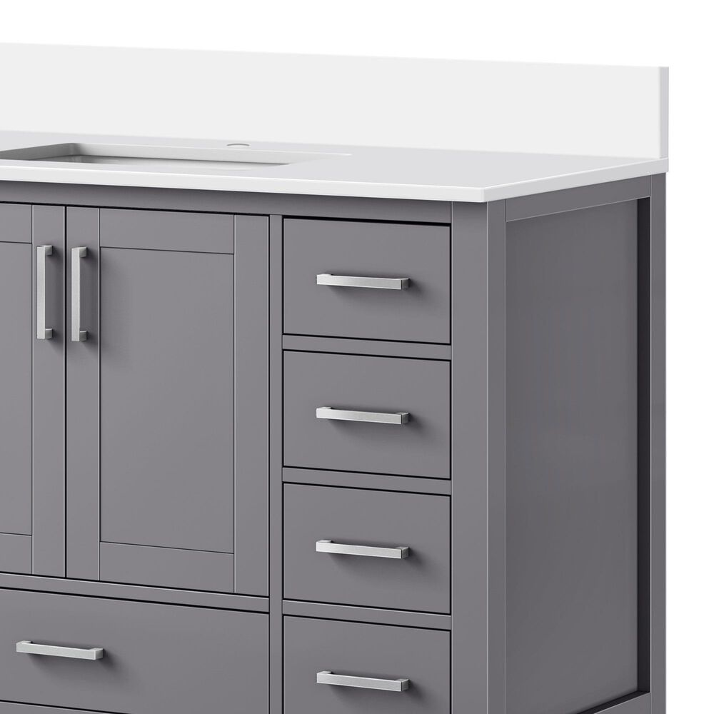 Lexora Home Jacques 48&quot; Single Bathroom Vanity in Dark Grey with 2 cm White Cultured Marble Top and Rectangular Sink, , large
