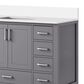 Lexora Home Jacques 48" Single Bathroom Vanity in Dark Grey with 2 cm White Cultured Marble Top and Rectangular Sink, , large
