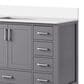 Lexora Home Jacques 48" Single Bathroom Vanity in Dark Grey with 2 cm White Cultured Marble Top and Rectangular Sink, , large