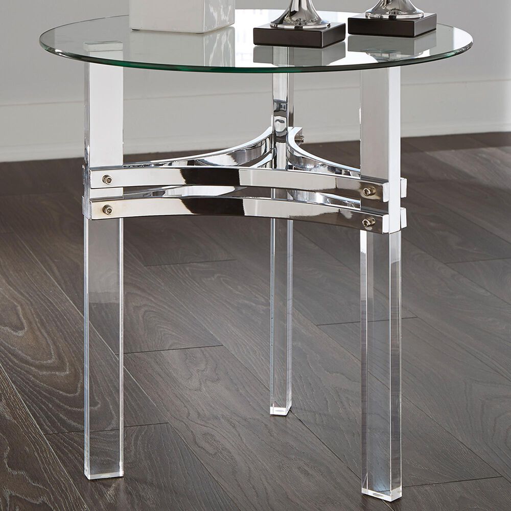 Signature Design by Ashley Braddoni Round End Table in Chrome, , large