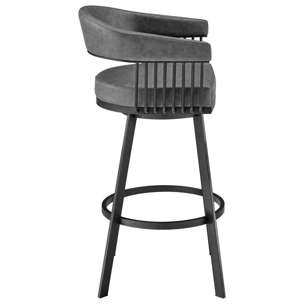 Blue River Chelsea 30&quot; Swivel Barstool with Vintage Gray Cushion in Matte Black, , large