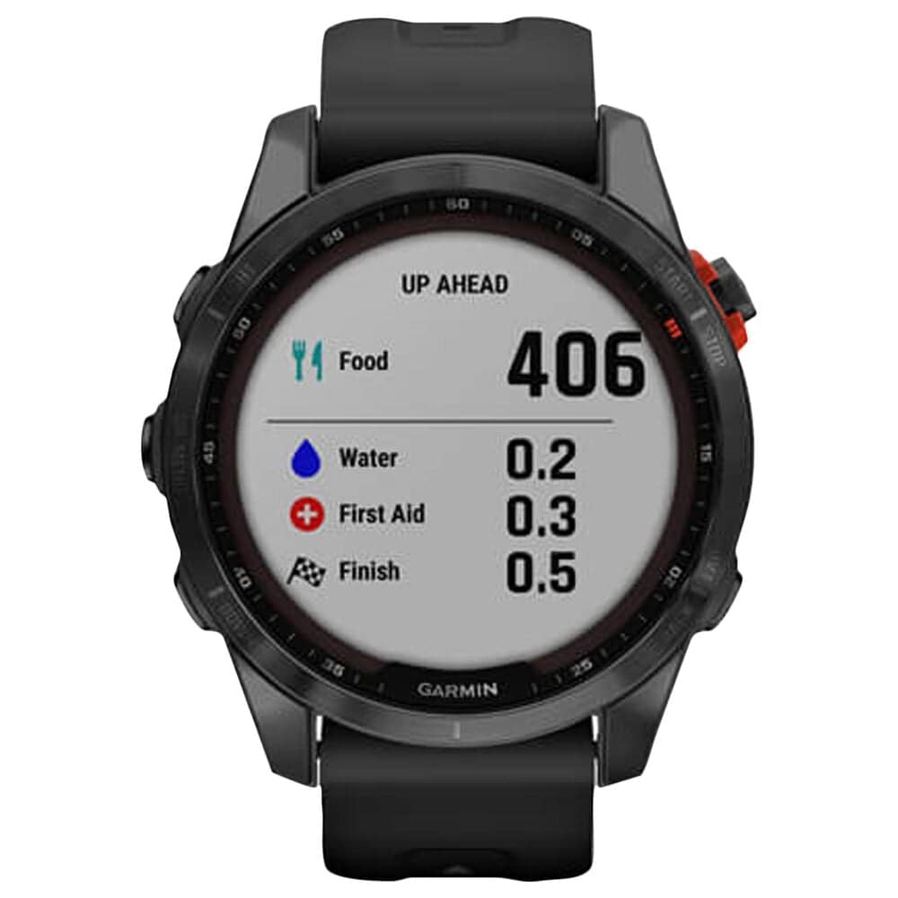 Garmin Fenix 7S Solar Edition GPS Smartwatch 42mm Slate Gray Case with Black Band, , large