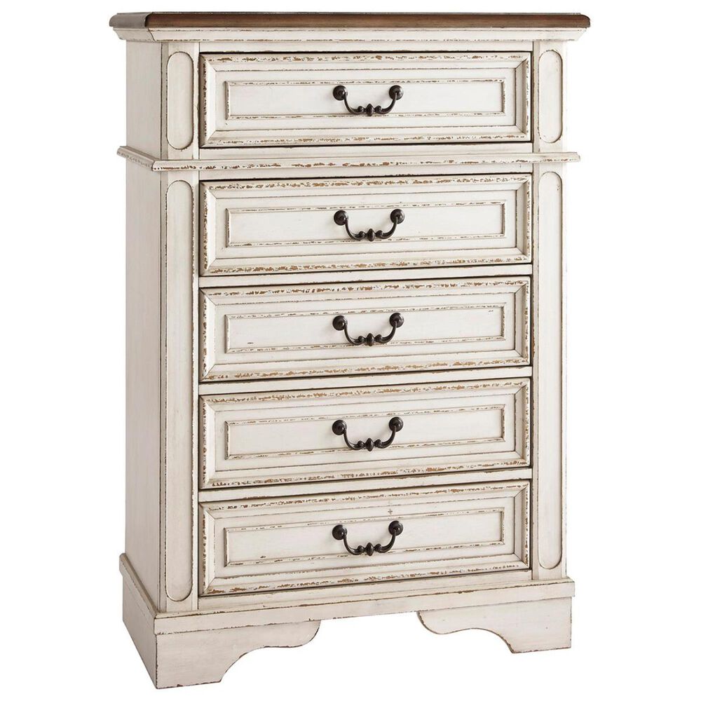 Ashley Realyn 5 Piece Twin Bedroom Set in Chipped White, , large