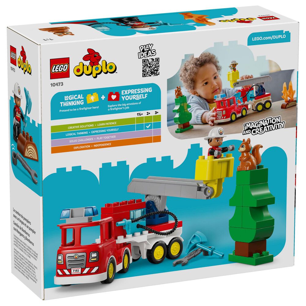 LEGO Duplo Fire Truck with Hose and Firefighter Building Set, , large