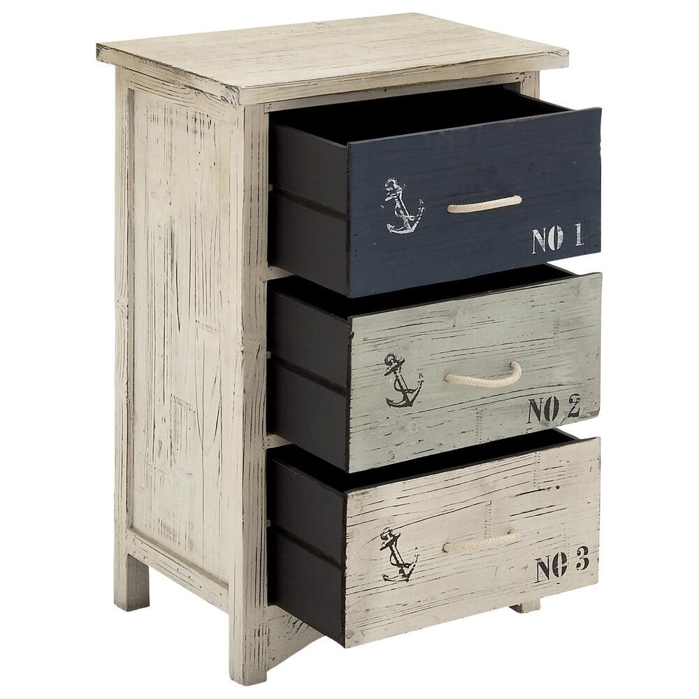 Maple and Jade 3-Drawer Chest Small with Rope Handle in Blue and White, , large