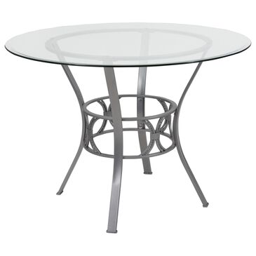 Flash Furniture Carlisle 42" Round Dining Table in Silver and Clear - Table Only, , large