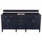 James Martin Vanities Brittany 72" Double Bathroom Vanity in Victory Blue with 3 cm White Zeus Quartz Top and Rectangular Sinks, , large
