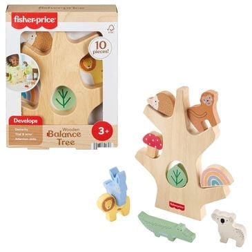 Fisher Price Wooden Balance Tree Preschool Stacking Activity Toy, , large