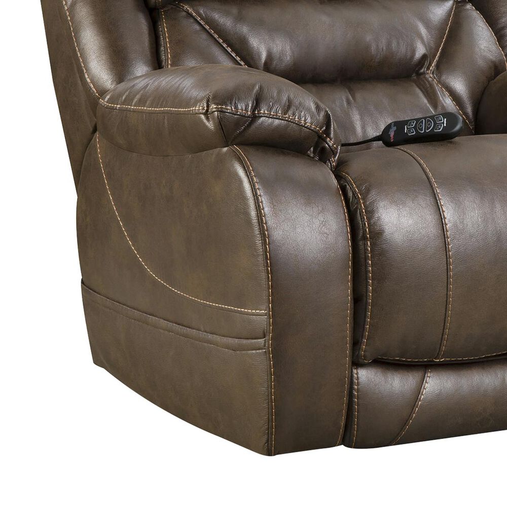 HomeStretch Power Recliner with Headrest and Lumbar in Walnut, , large