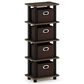 HOMLUX 5-Tier Tall Corner Open Bookshelf with 4 Storage Bins in Columbia Walnut and Black, , large