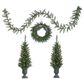 The Gerson Company 4-Piece Norway Pine Artificial Christmas Tree Set with Incandescent Lights in Green, , large