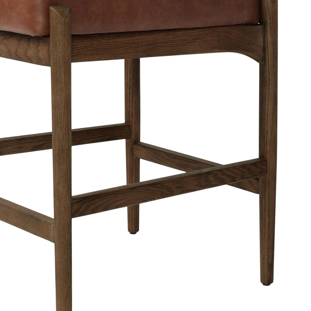 Four Hands Jazelle Counter Stool with Taupe Shearling Upholstery in Tan Oak, , large