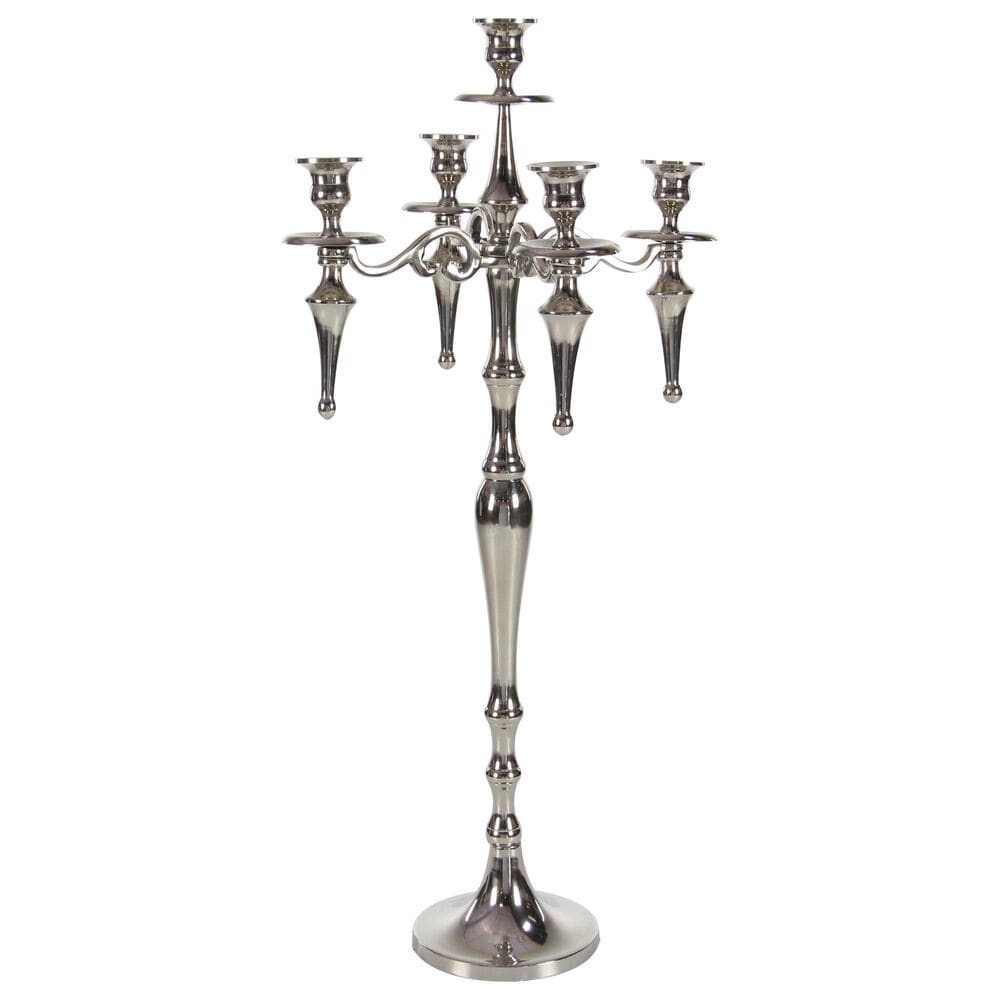 Maple and Jade Traditional Romantic Candelabra in Silver, , large