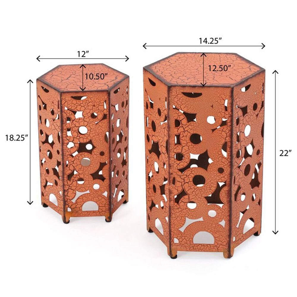 Hearth and Haven Selva Patio Accent Table in Orange &#40;Set of 2&#41;, , large
