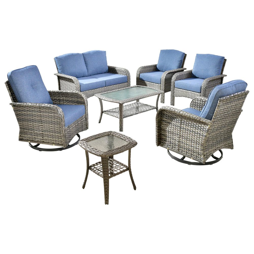 HOMLUX 7-Piece Patio Conversation Set in Denim Blue, , large