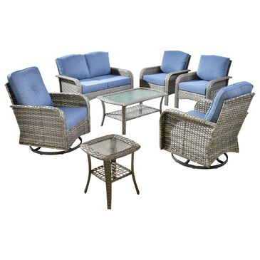 HOMLUX 7-Piece Patio Conversation Set in Denim Blue, , large