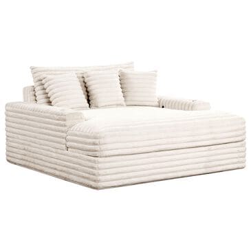 Furniture of America Tavedestrand Oversized Chaise Lounger with Cupholders and USB Ports in White, , large