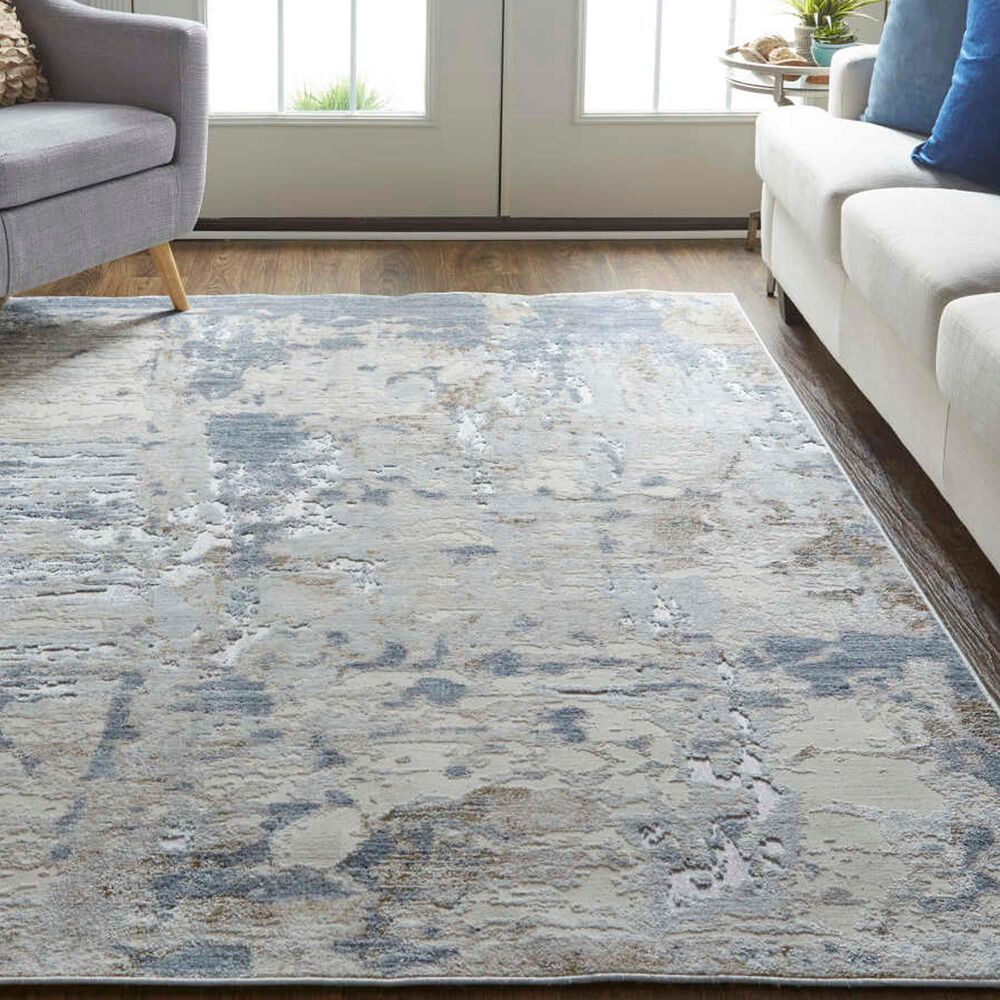 Feizy Laina 4&#39; x 6&#39; Blue and Ivory Area Rug, , large