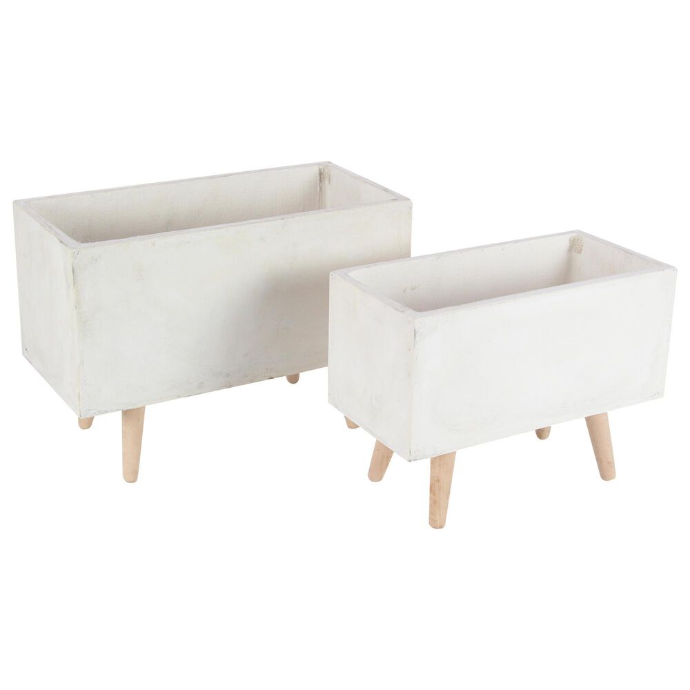 Maple and Jade Rectangular Planters in White (Set of 2), , large