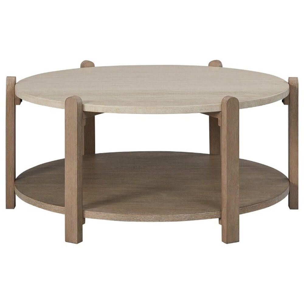 Sterling Timber Trilogy Stone Top Cocktail Table in Rich Toffee and Cream, , large