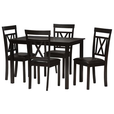 Baxton Studio Rosie 5-Piece Dining Set in Dark Brown, , large
