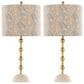 LumiSource Malibu Table Lamp with Tan Leaf Shade in Gold (Set of 2), , large