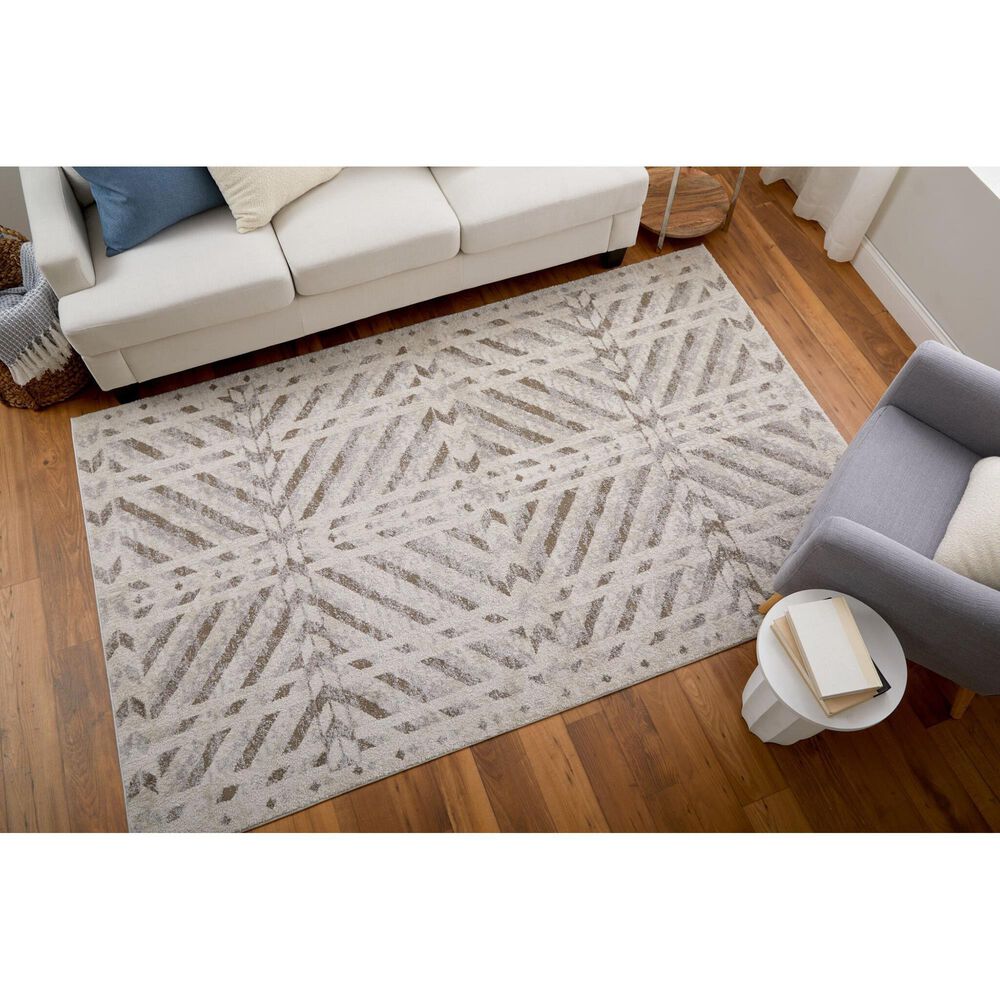 Feizy Vancouver 4&#39; x 6&#39; Beige and Brown Area Rug, , large