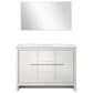 Lexora Home Lafarre 48" Double Bathroom Vanity in Navy Blue with 2 cm White Quartz Top, Rectangular Sinks and 43" Mirror, , large