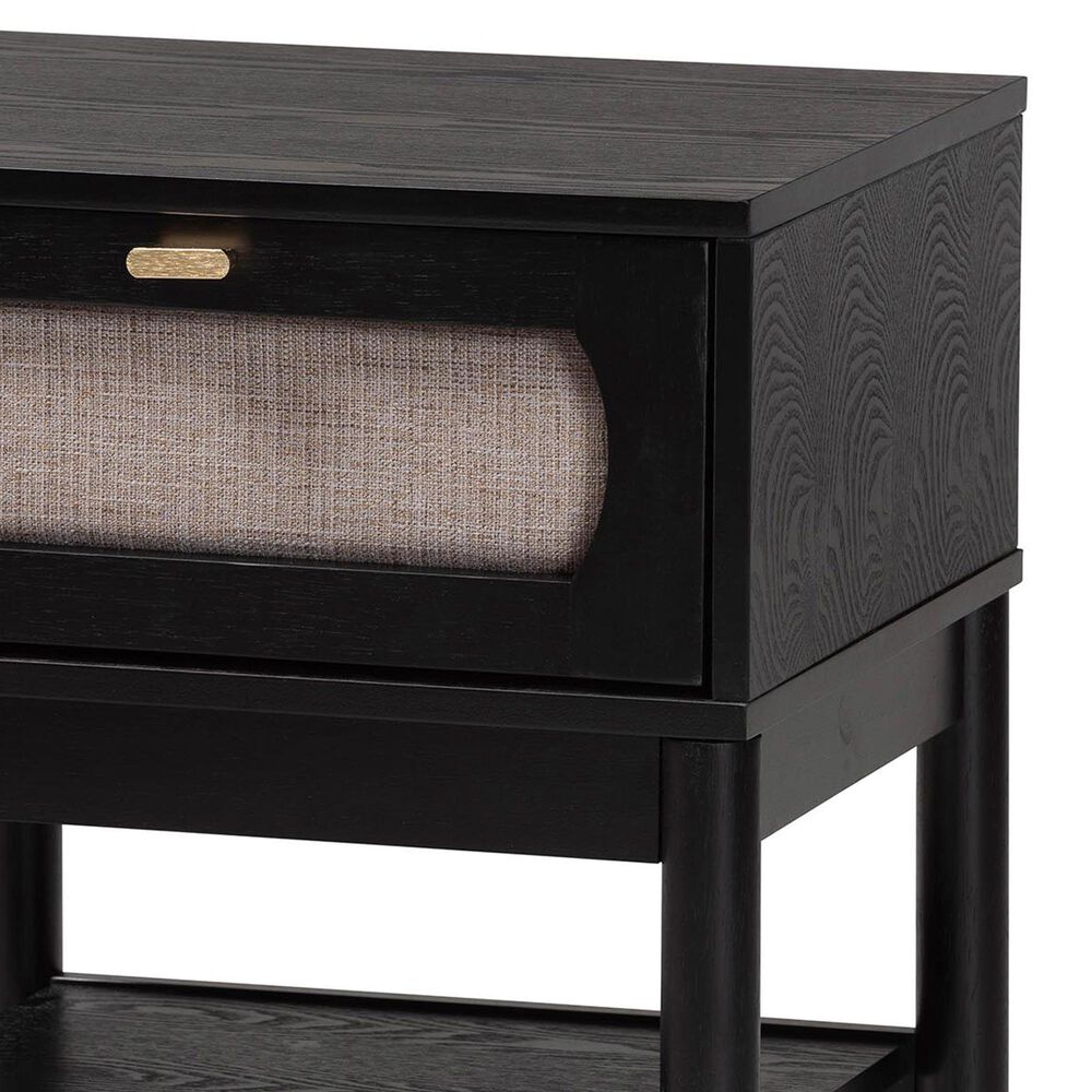 Baxton Studio Shirin 1-Drawer Nightstand in Black, , large