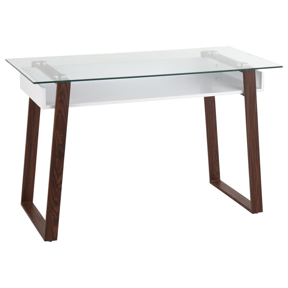 Lumisource Duke Desk in White/Walnut, , large
