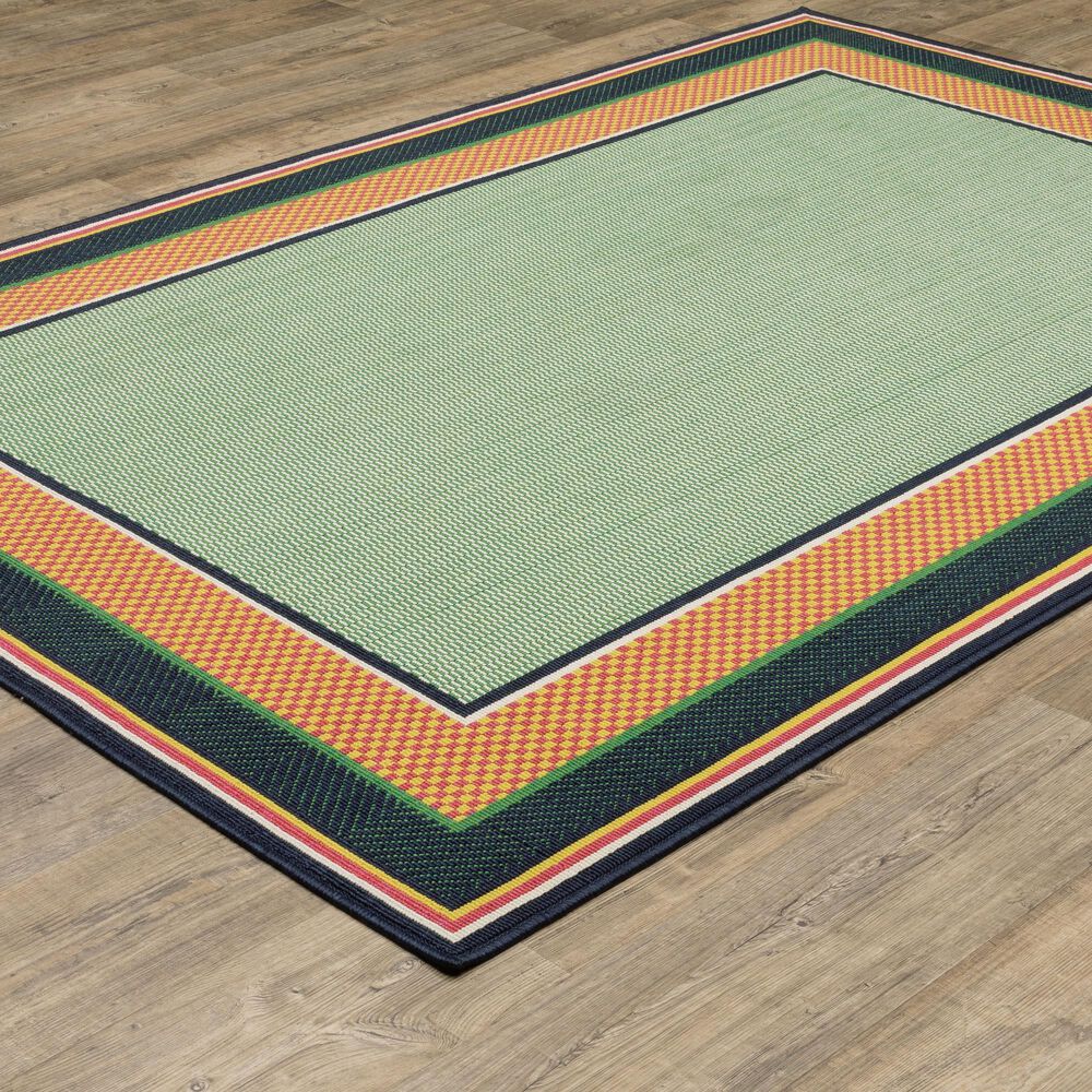 Oriental Weavers Havana Geometric Green and Navy 7'10" x 10' Indoor/Outdoor Area Rug, , large