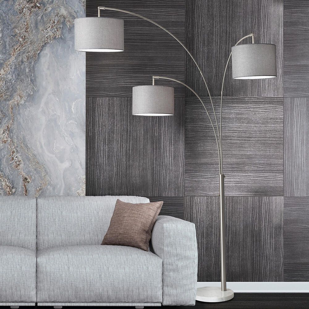 Adesso Bowery 3-Arm Arc Floor Lamp in Brushed Steel, , large