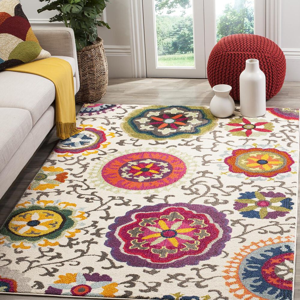 Safavieh Monaco MNC233A-5 5" x 7" Ivory/Multi Area Rug, , large