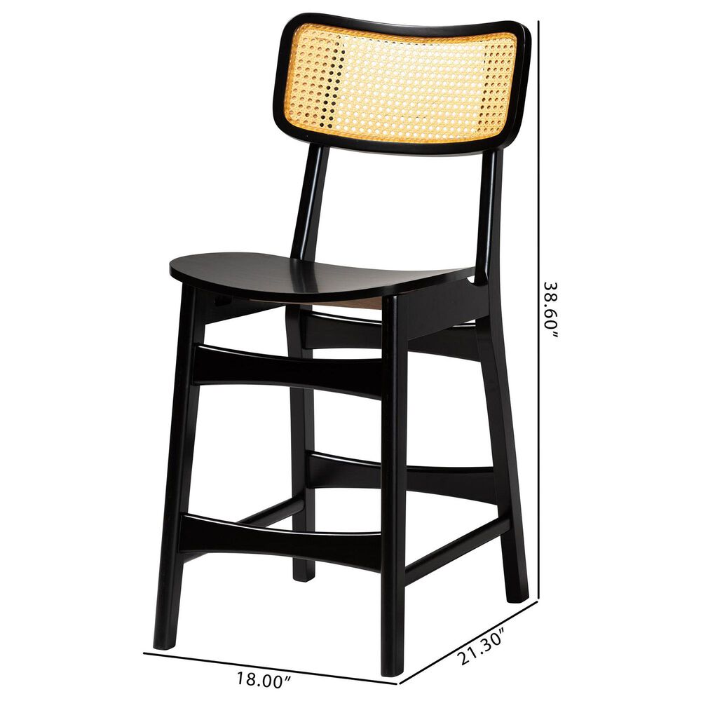 Baxton Studio Tafari Counter Stool in Dark Brown and Natural (Set of 2), , large