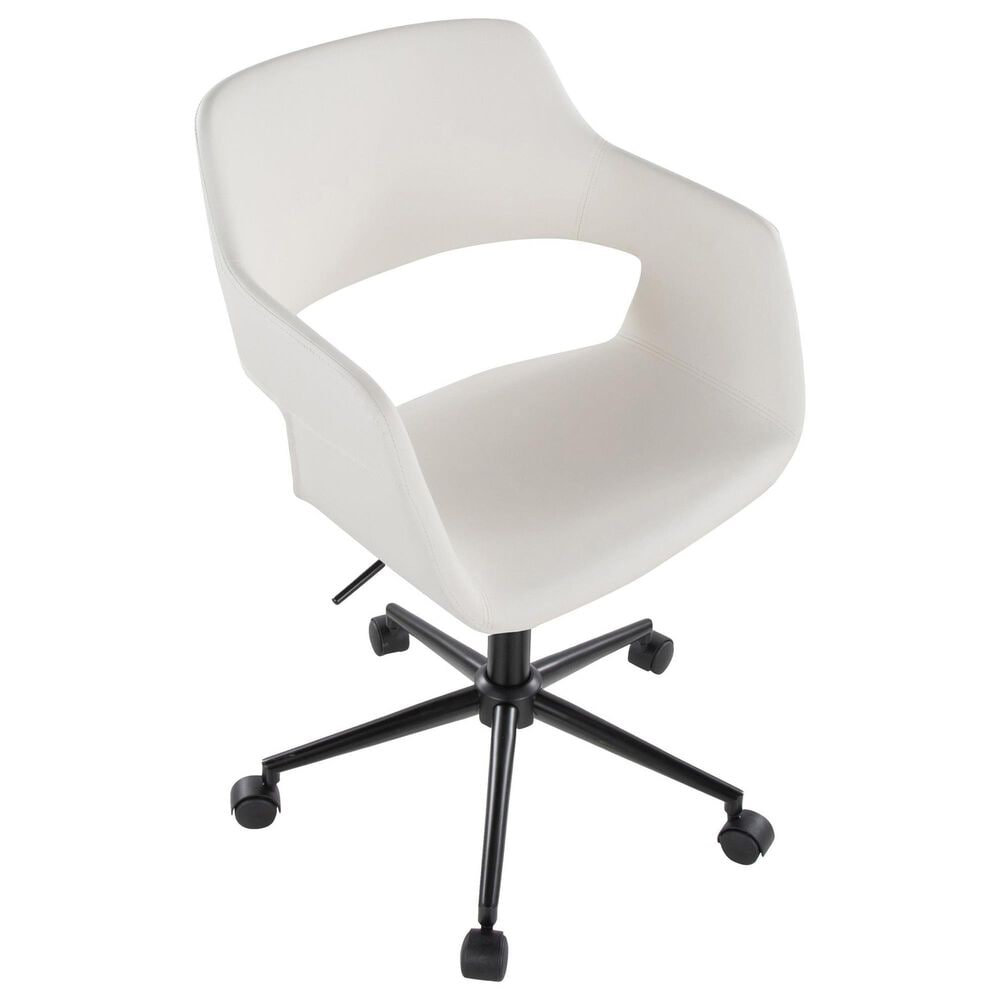 Lumisource Margarite Task Chair with White Faux Leather Cushion in Black, , large