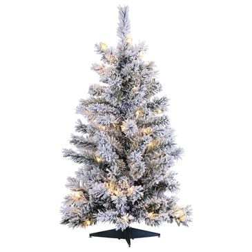 The Gerson Company 3" Flocked Colorado Spruce with Clear Lights in Green, , large