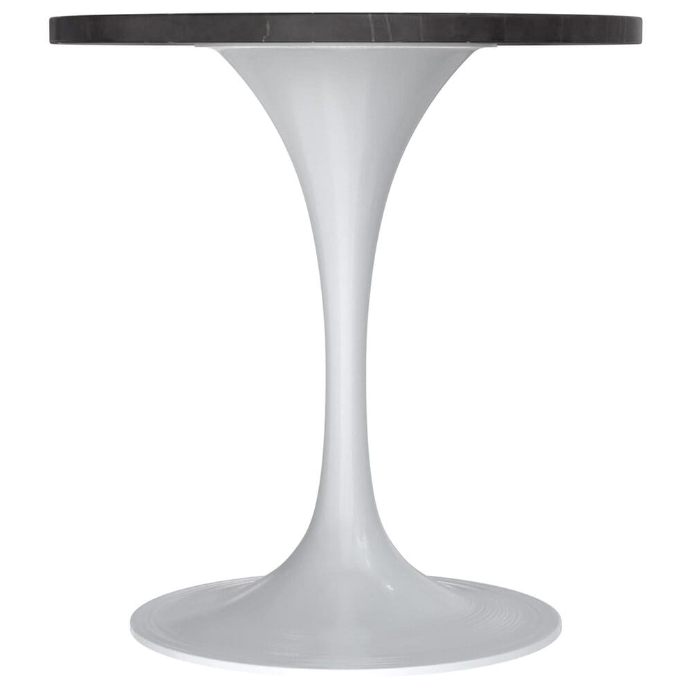 Leisuremod LeisureMod Verve Collection 27 Round Dining Table, White Base with Sintered Stone Black Top, , large