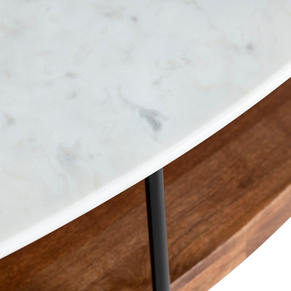 Crestview Collection Brewpub Oval Cocktail Table in White and Brown, , large
