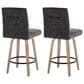 LumiSource Hank Swivel Counter Stool with Black Fabric Upholstery in Whitewashed and Black (Set of 2), , large